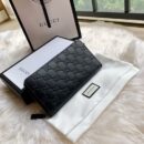 307987 Gucci Signature皮革全拉链式钱包 Gucci男士钱包 黑色