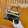 爱马仕 迷你 2代 美洲鳄鱼皮 鸭仔蓝 全手工缝制 现货