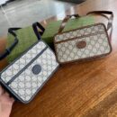 658572 Gucci 饰互扣式双G迷你手袋 GG背包 Gucci复古相机包 蓝色