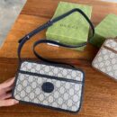 658572 Gucci 饰互扣式双G迷你手袋 GG背包 Gucci复古相机包 蓝色