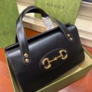 627323 Gucci Horsebit 1955小号马衔扣手提包 复古风格织纹皮革 黑色