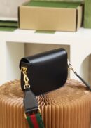 658574 Gucci 马衔扣1955系列GG迷你手袋 Gucci马鞍包 黑色皮革