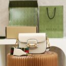 658574 Gucci 马衔扣1955系列GG迷你手袋 Gucci马鞍包 白色皮革