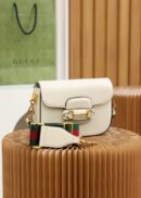 658574 Gucci 马衔扣1955系列GG迷你手袋 Gucci马鞍包 白色皮革