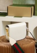 658574 Gucci 马衔扣1955系列GG迷你手袋 Gucci马鞍包 白色皮革