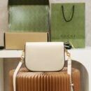 658574 Gucci 马衔扣1955系列GG迷你手袋 Gucci马鞍包 白色皮革