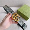 1660014474540089.jpg 627055 Gucci 双G带扣双面腰带 GG Supreme蓝色帆布男士皮带 金扣