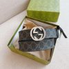 411924 Gucci互扣式双G带扣GG Supreme帆布男士腰带 黑色