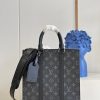 M46898 LV SAC PLAT CROSS 手袋 Monogram Eclipse 涂层帆布手提单肩公文包