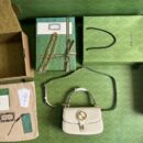 735101 Gucci Blondie系列手提包 圆形互扣式双单间手提包 白色