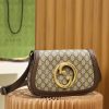 699268 古驰Gucci Blondie系列肩背包 GG Supreme帆布棕色皮革滚边女包