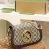 699268 古驰Gucci Blondie系列肩背包 GG Supreme帆布棕色皮革滚边女包