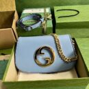 699268 Gucci Blondie系列肩背包 圆形互扣式双G单肩包 浅蓝色