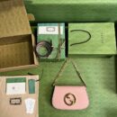 699268 Gucci Blondie系列肩背包 圆形互扣式双G单肩包 浅粉色