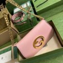 699268 Gucci Blondie系列肩背包 圆形互扣式双G单肩包 浅粉色