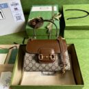 703848 Gucci Horsebit 1955系列迷你手袋 古驰女士单肩手提包 棕色