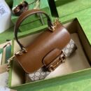 703848 Gucci Horsebit 1955系列迷你手袋 古驰女士单肩手提包 棕色