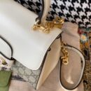 703848 Gucci Horsebit 1955系列迷你手袋 古驰女士单肩手提包 白色