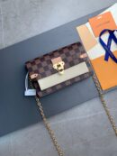 N60237 LV VAVIN 链条包 Damier Ebene 帆布配牛皮迷你女包 奶白色