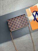 N60237 LV VAVIN 链条包 Damier Ebene 帆布配牛皮迷你女包 奶白色