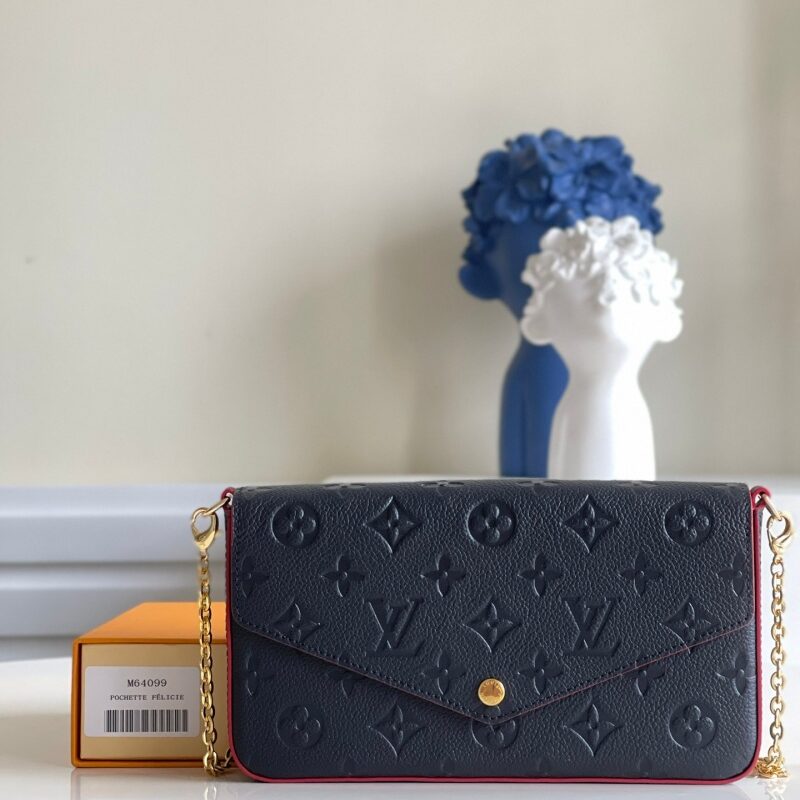 M64099 LV FELICIE POCHETTE 手袋 牛皮压纹三合一链条包 LV三件套 海蓝色
