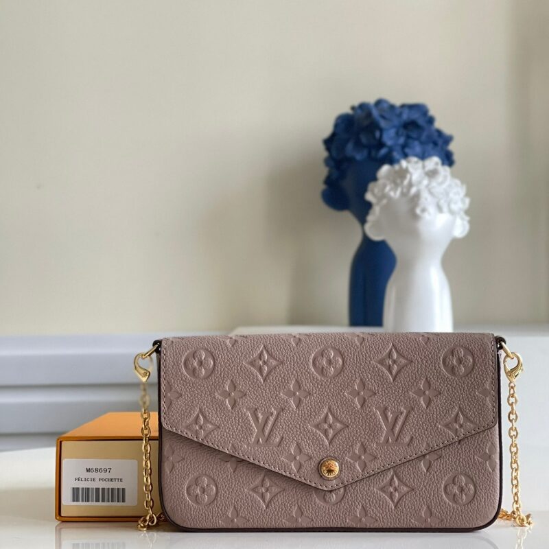 M68697 LV FELICIE POCHETTE 手袋 牛皮压纹三合一链条包 LV三件套 咖啡色