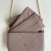 M68697 LV FELICIE POCHETTE 手袋 牛皮压纹三合一链条包 LV三件套 咖啡色