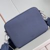 M22611 LV FASTLINE 邮差包 柔软牛皮男士单肩斜挎包 蓝色