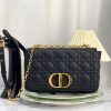 M9242 迪奥 CARO 中号手袋 柔软牛皮革藤格纹 黑色