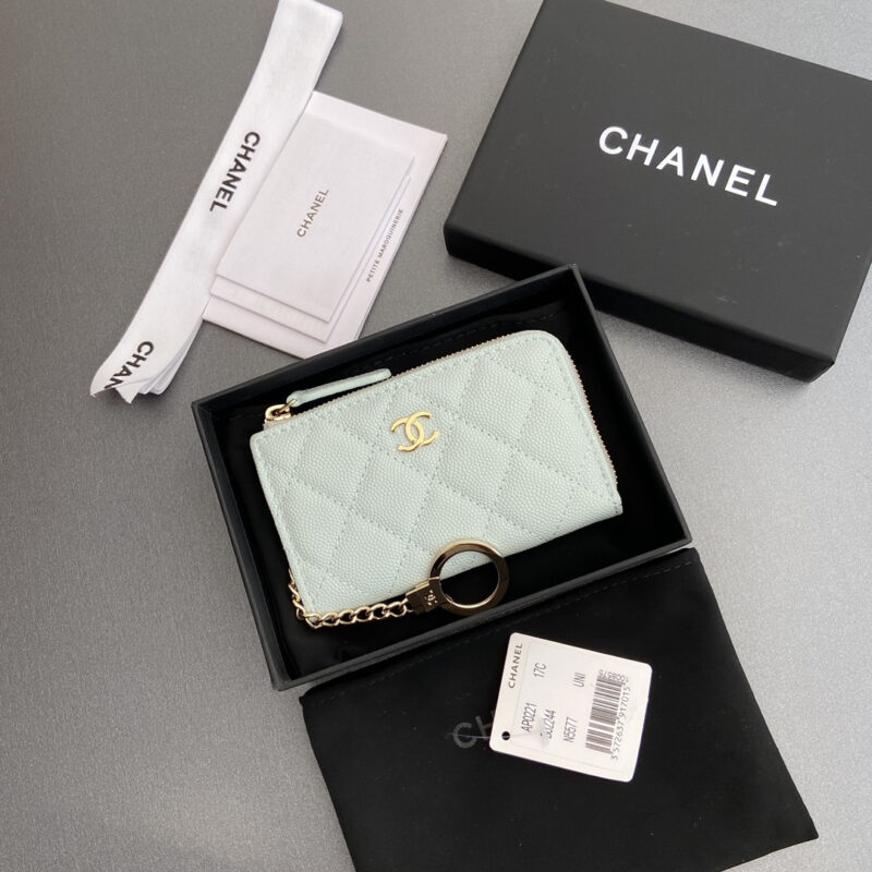 Chanel AP0223零钱包蓝色鱼子酱金扣免检版 - Image 4