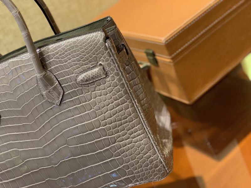 爱马仕 Birkin 30cm 巴黎灰 组合 一级湾鳄 鳄鱼皮 臻品级别 - Image 3