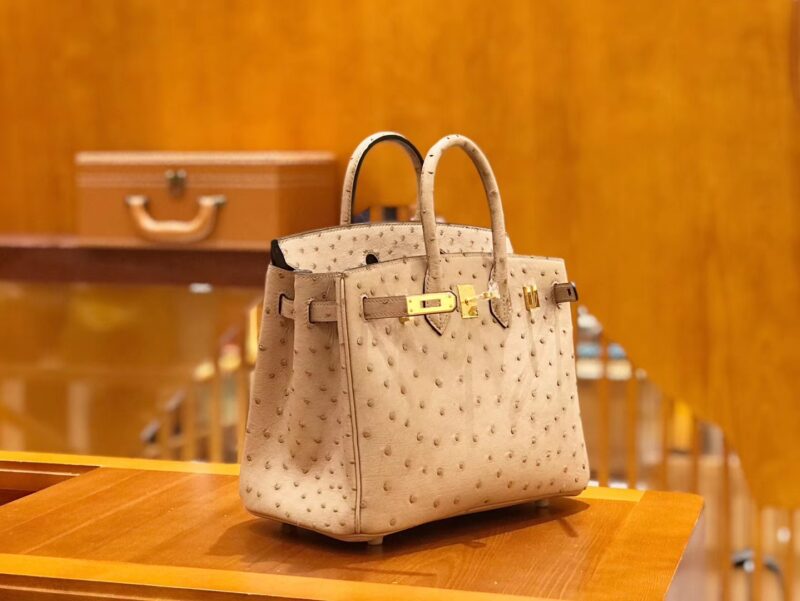 爱马仕 Birkin 25cm 鸵鸟皮 奶粉色 全手工缝制 现货 - Image 2