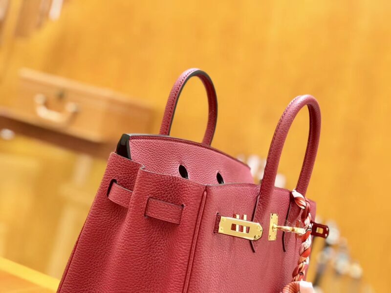 爱马仕 Birkin 25cm 石榴红 Togo小牛皮 金扣 全手工缝制 - Image 4