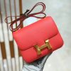 爱马仕 Constance 18cm 进口掌纹牛皮 T5 斋普洱粉 金扣 全手工缝制 高订鳄鱼工序工