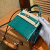 爱马仕 Mini kelly 19cm 一级美洲鳄鱼皮 祖母蓝 金扣 原版蜜蜡线 顶级手工
