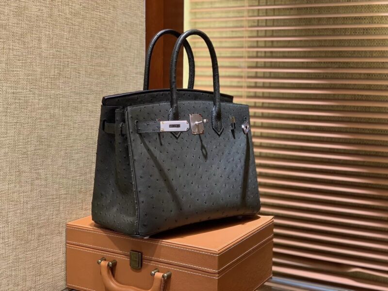 爱马仕 Birkin 30cm 松柏绿 南非进口鸵鸟皮 顶级手缝工艺 金扣 - Image 6