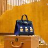 爱马仕 Birkin 20cm 限量版小房子 宝蓝色 Epsom拼鳄鱼皮 顶级全手缝工序