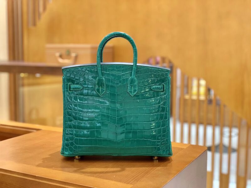 爱马仕 Birkin 铂金包 翡翠绿 一级皮 尼罗鳄鱼皮 臻品级别 金扣 25cm - Image 3