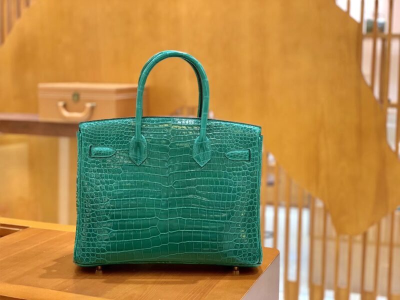 爱马仕 Birkin 30 翡翠绿 金扣 湾鳄 一级皮 - Image 5