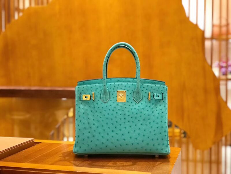 爱马仕 新增现货 Birkin 30cm 维罗纳绿 南非KK级鸵鸟皮 金扣 原版蜜蜡线 顶级手工缝制