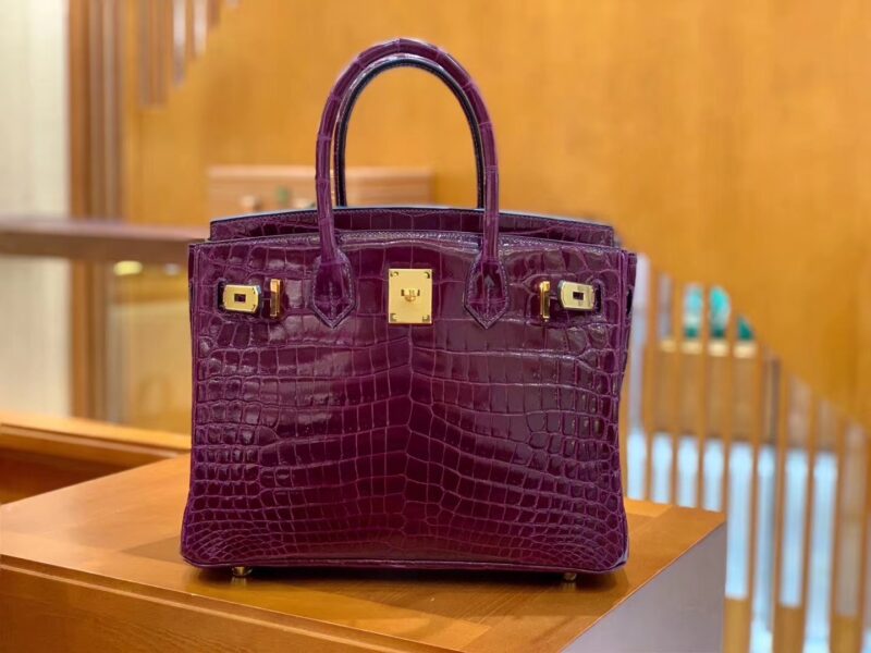 爱马仕 Birkin 30cm 海葵紫 尼罗鳄鱼皮 金扣 原版蜜蜡线 顶级手缝 现货