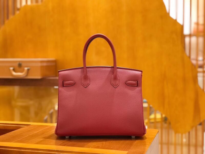 爱马仕 Birkin 30cm 石榴红 Togo小牛皮 银扣 原版蜜蜡线 顶级手工缝制 - Image 3