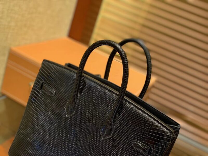 爱马仕 Birkin 30cm 经典黑 野生蜥蜴皮 巨蜥 金扣 - Image 2