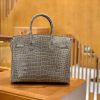 爱马仕 Birkin 30cm 倒V 一级野生湾鳄81斑鸠灰 高定工序版本 全手工缝制