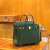 爱马仕 Birkin 25cm 孔雀绿 仿蜥蜴皮 原版蜜蜡线 全手工缝制