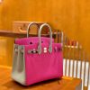爱马仕 Birkin 25cn 玉兰粉拼海鸥灰 掌纹牛皮 高定版本 鳄鱼皮工序