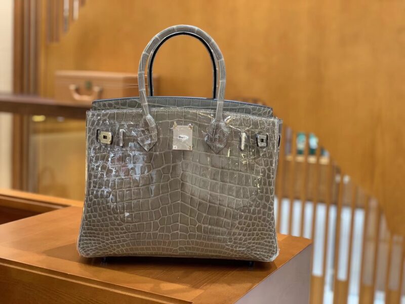 爱马仕 Birkin 铂金包 斑鸠灰 一级皮 尼罗鳄鱼皮 臻品级别 银扣 30cm