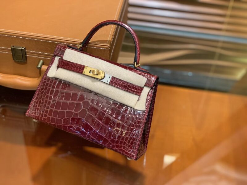 爱马仕 迷你2代 19cm 波尔多酒红 一级美洲 鳄鱼皮 顶级手工 金扣 - Image 4