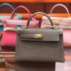 爱马仕 Birkin铂金包 mini kelly 大象灰 进口掌纹小牛皮 金扣 顶级手工缝制 19cm