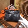 爱马仕 MiniKelly 迷你凯莉 石墨黑 一级美洲鳄鱼皮 顶级手缝蜡线 银扣 19cm 2代